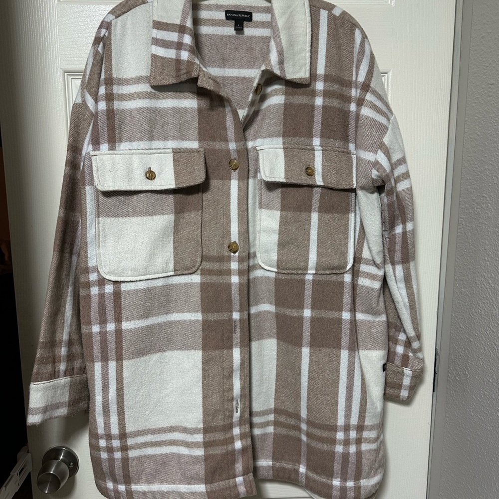 Plaid Brown and White Women's Shacket